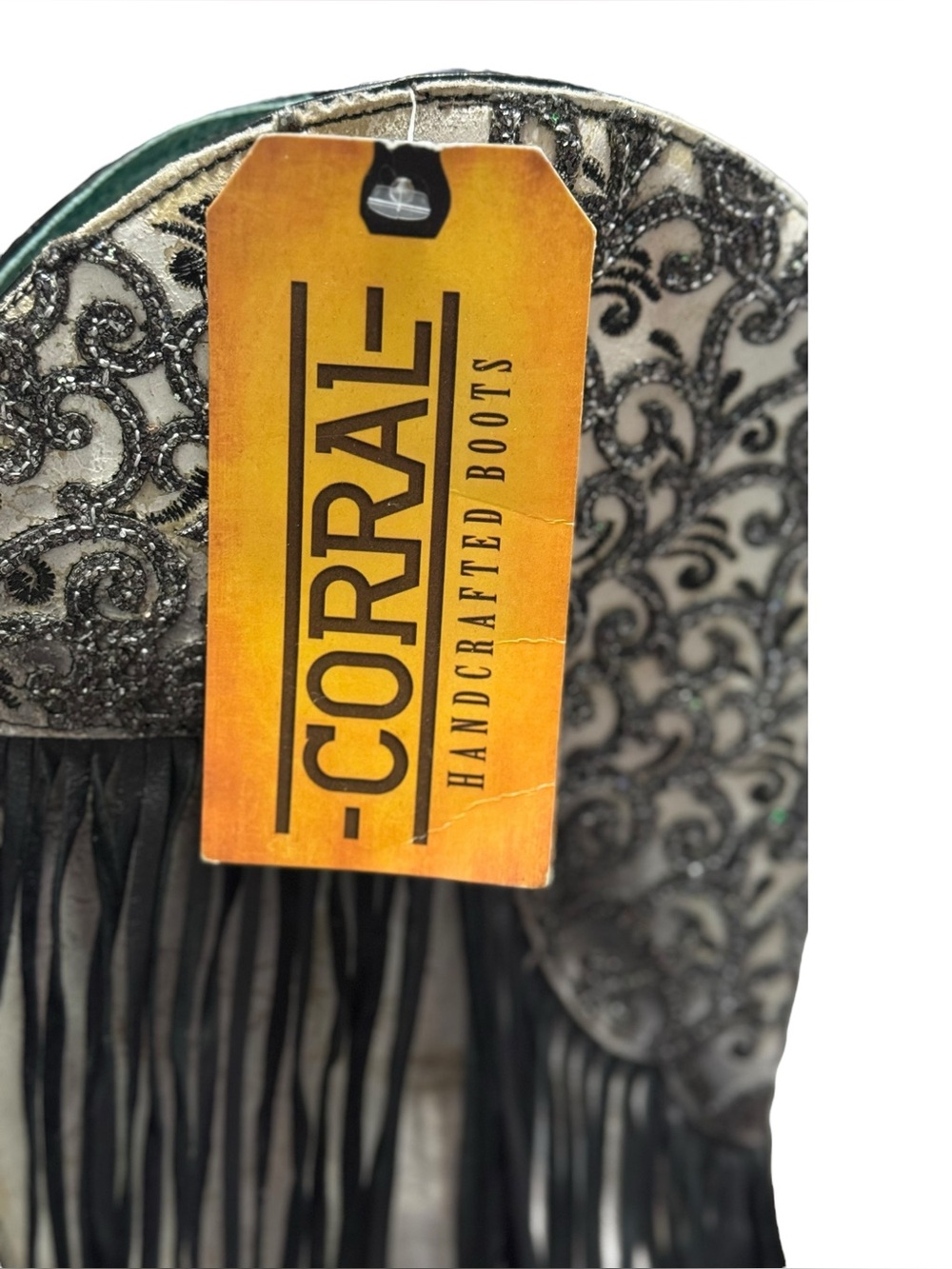 Corral Lamb Overlay Embroidery Fringe Boots Sz 7.5M NWT - Picture 9 of 16